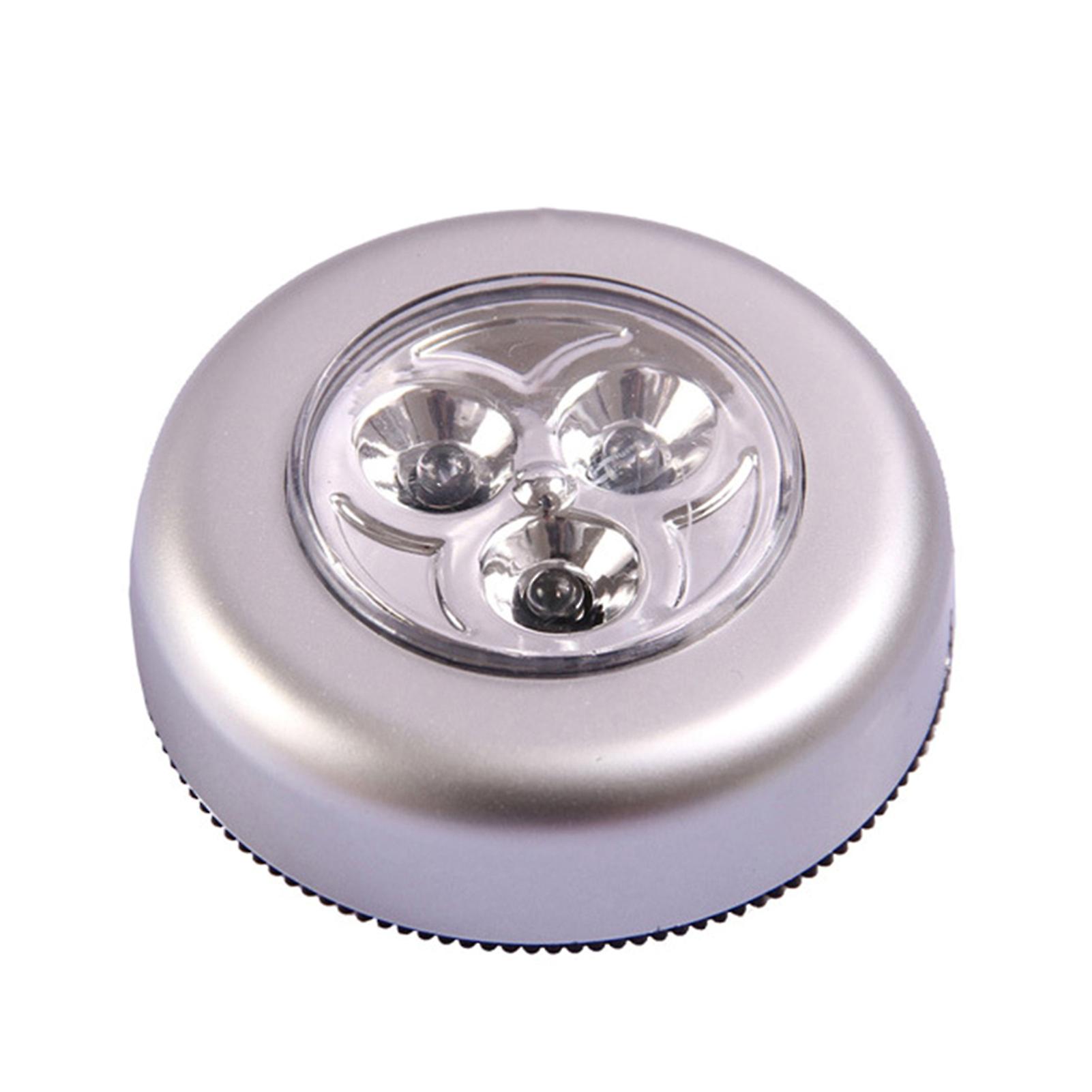 Portable Mini Round Led Bright Lights Touching Lamp Night Light Built-in 3pcs Lights For Car Trunk/cabinet/cloakroom/cupboard/wardrobe/kitchen