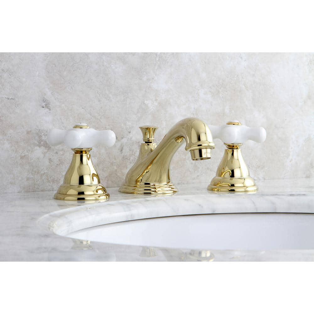 Kingston Brass Royale 8 in Widespread 2Handle Bathroom Faucet in Polished Brass