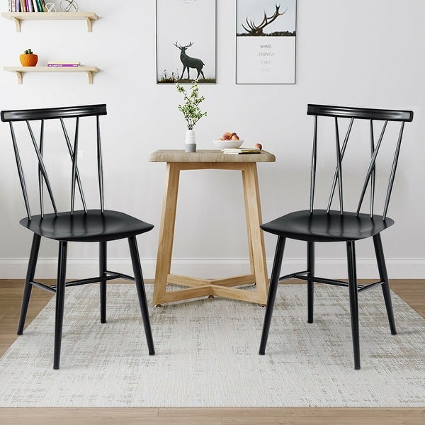 Costway Set of 2 Dining Side Chairs Chairs Armless Cross Back Kitchen - See Details