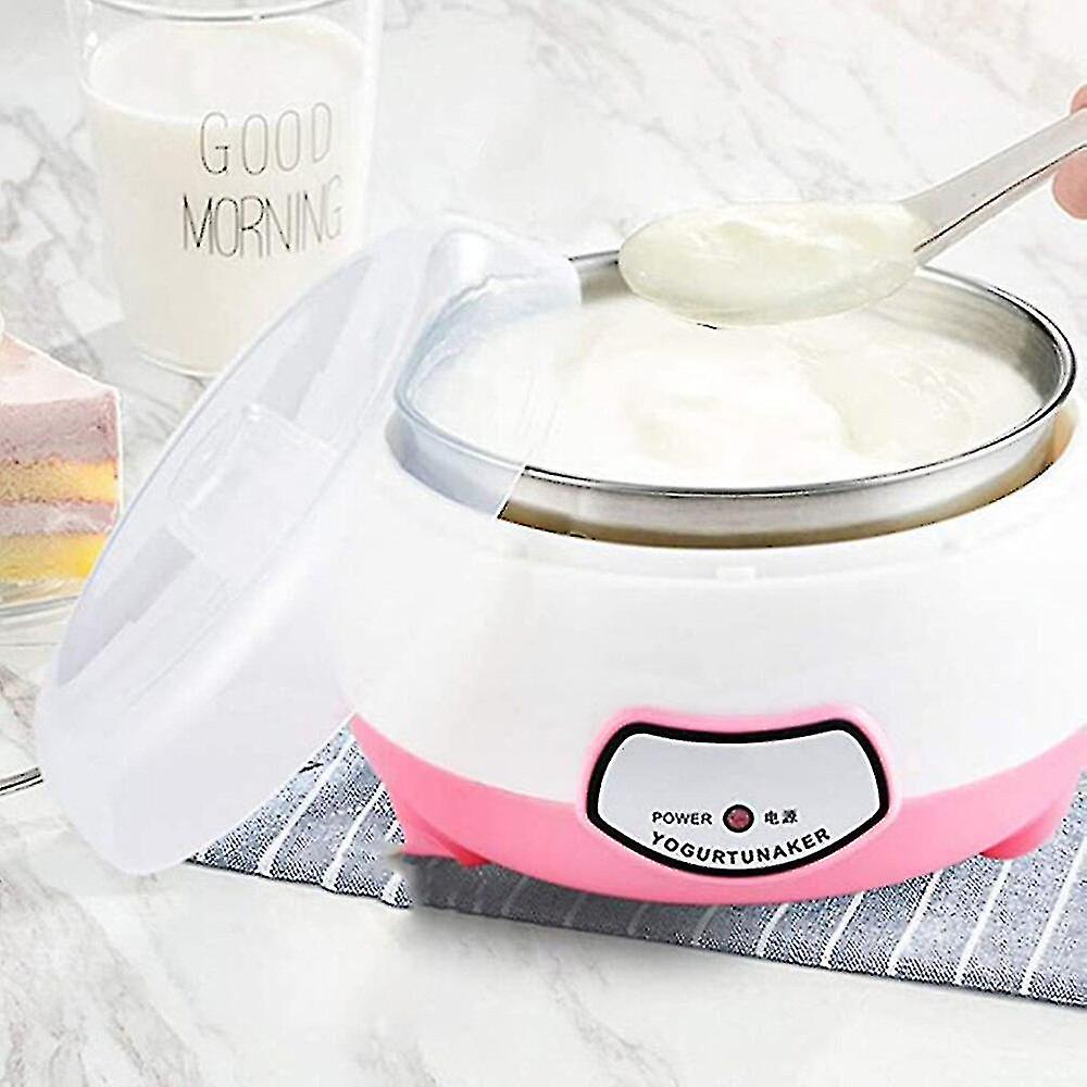 Yogurt Maker Mini Automatic Yogurt Machine Household Diy Yogurt Tools Kitchen Appliance Stainless Steel Tank Pink 220v