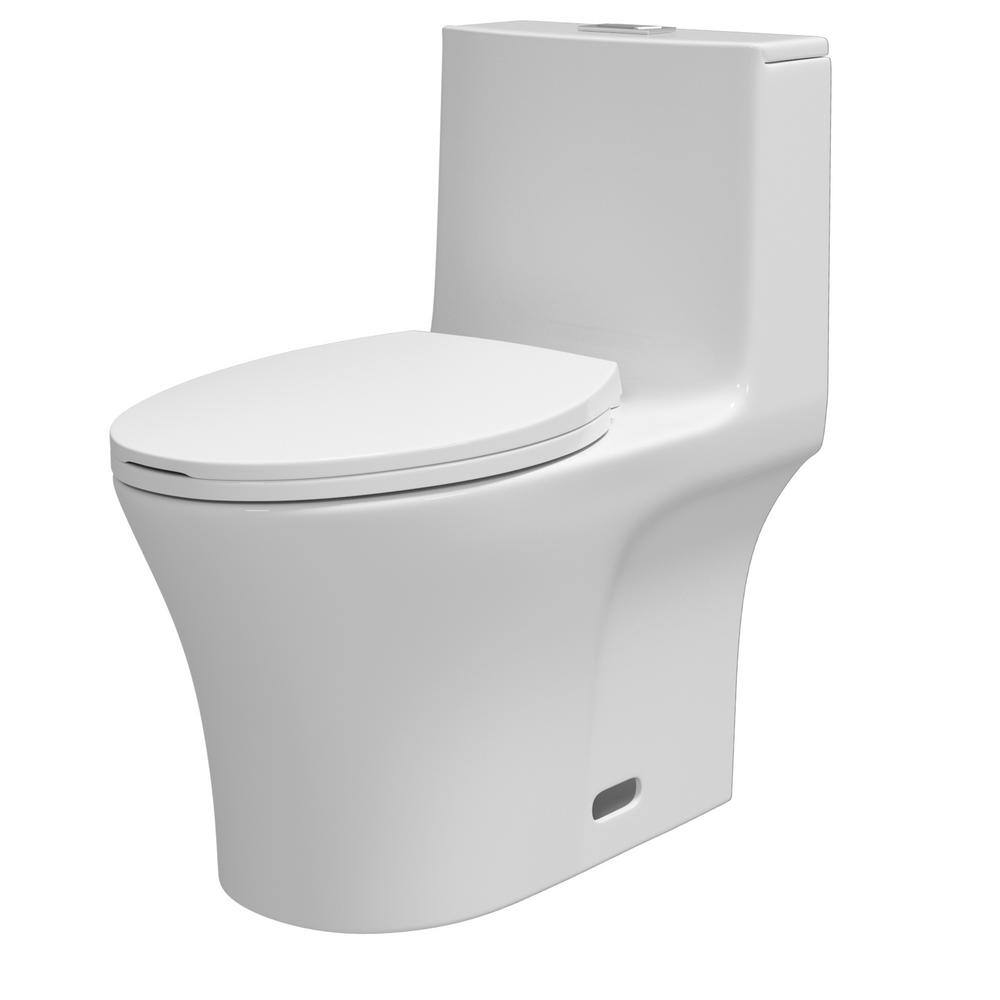 tunuo 1-Piece 1.11.6 GPF Dual Flush Elongated Toilet in White Seat Included SF-YBS-125