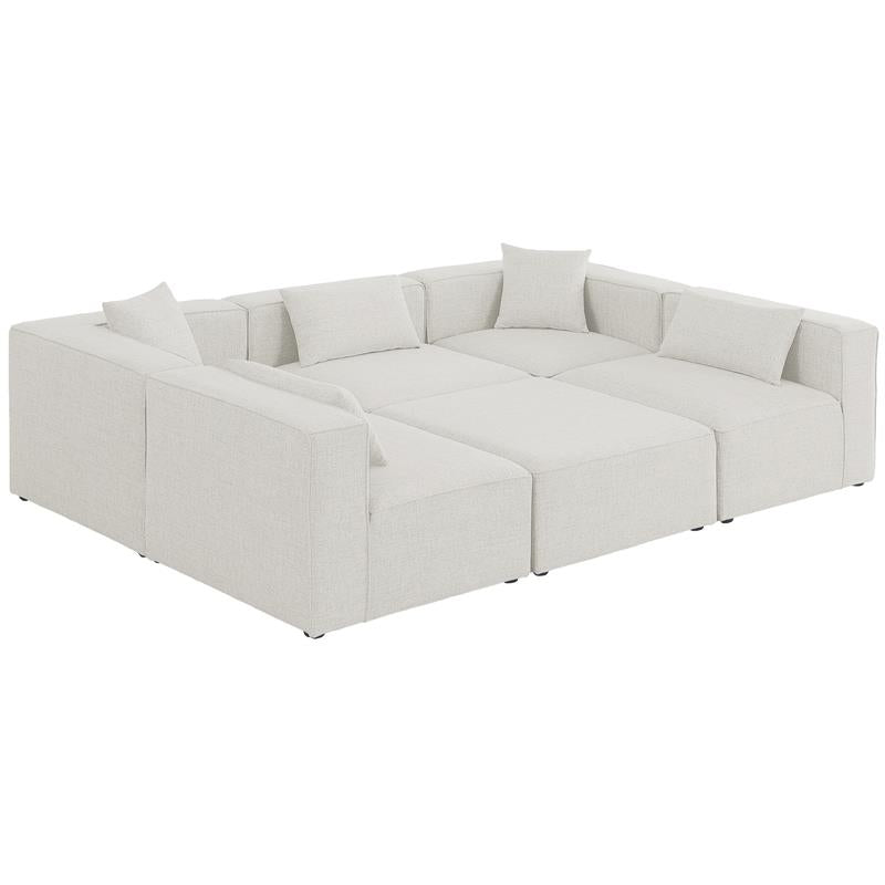 Meridian Furniture Cube Cream Durable Linen Modular Sectional