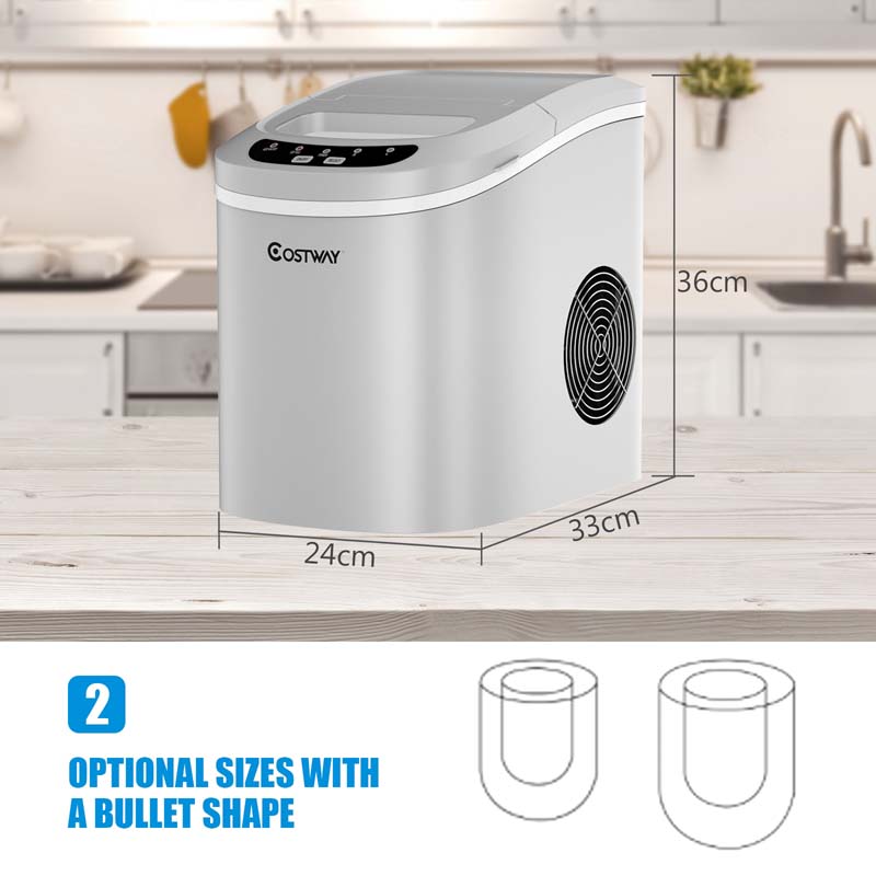 26LBS/24H Mini Portable Ice Maker Countertop, Compact Ice Machine with Ice Scoop