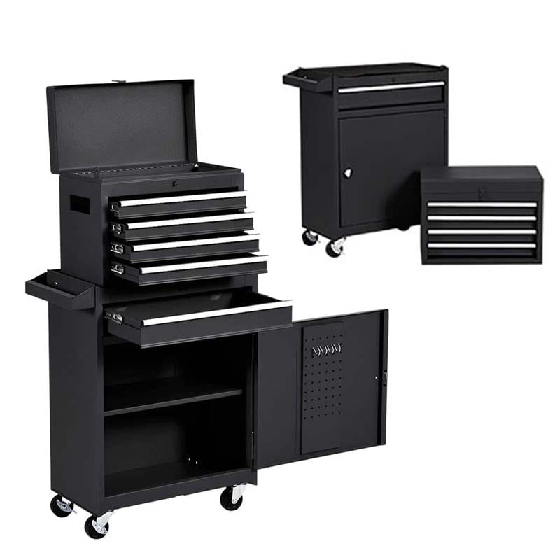 5-Drawer Rolling Tool Chest Removable Tool Storage Cabinet Metal Toolbox Organizer with Lock