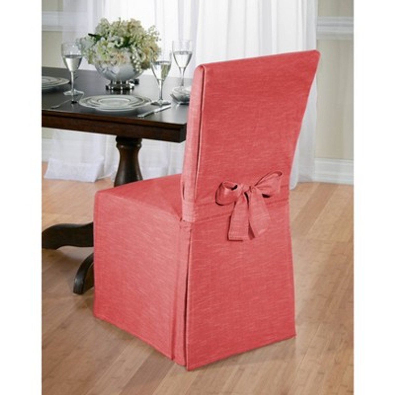 Red Chambray Dining Room Chair Slipcover - Madison Industries