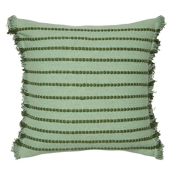 Dormify Phoebe Embroidered Stripe with Side Fringe Square Pillow