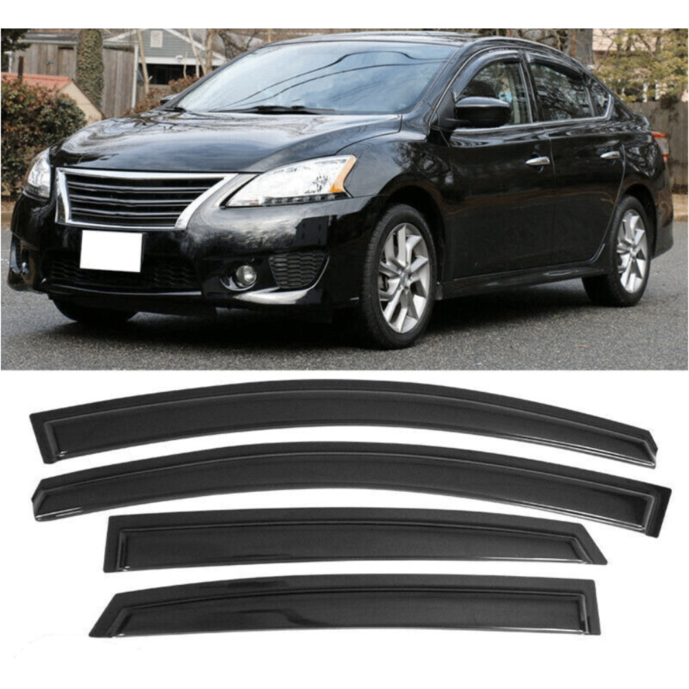 For Nissan 13-19 Sentra Sedan Window Visor Vent Rain Sun Deflector Guard 4Pc Set