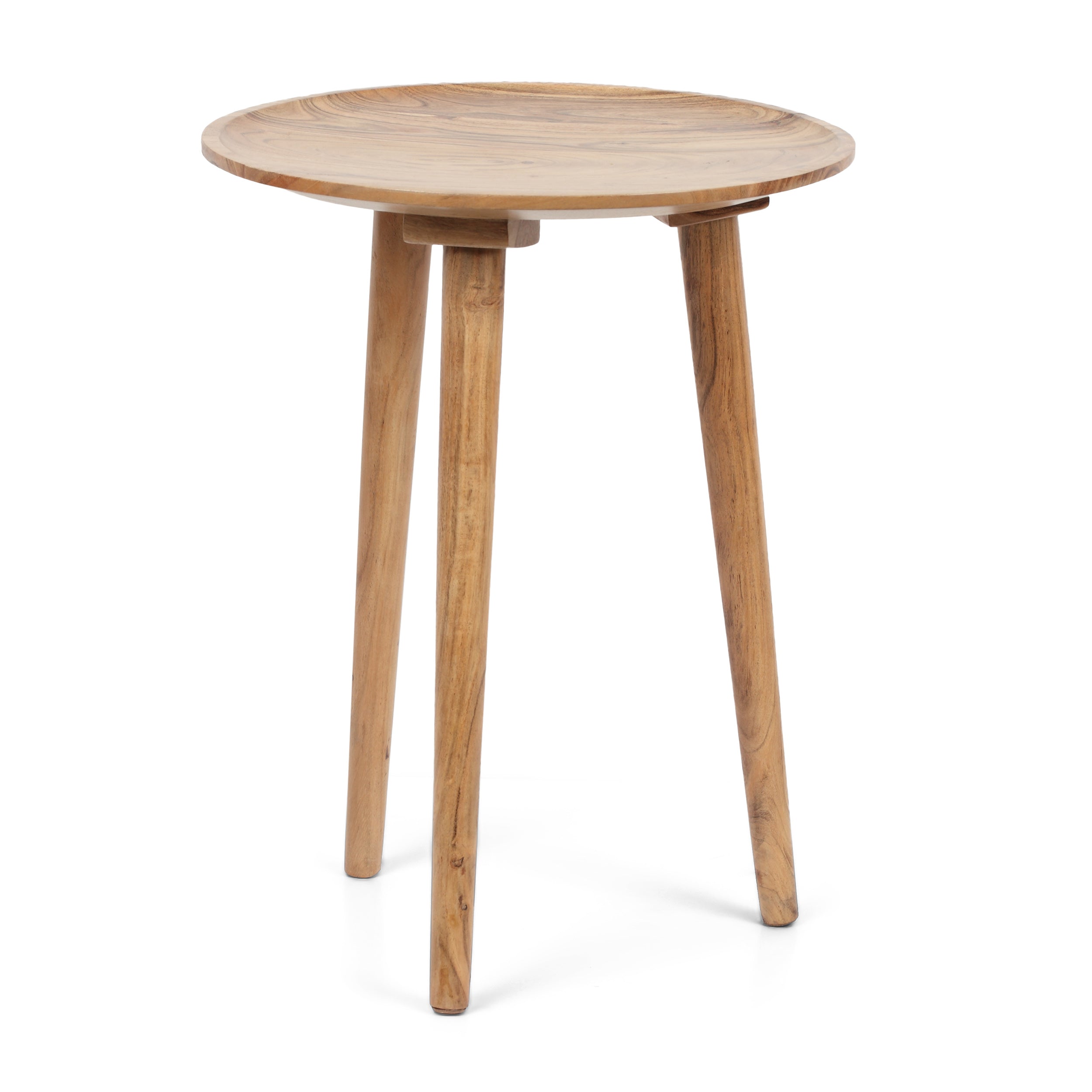 Millen Handcrafted Mid-Century Modern Acacia Wood Side Table