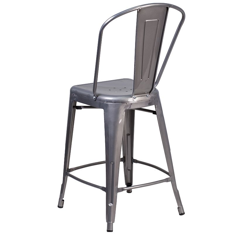 Merrick Lane Geralt Modern Stool with Powder Coated Metal Frame for Indoor Use