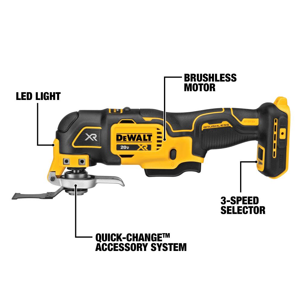 20V Max XR Brushless Cordless 3-Speed Oscillating Multi-Tool with 20V MAX Compact 4Ah Battery Starter Kit