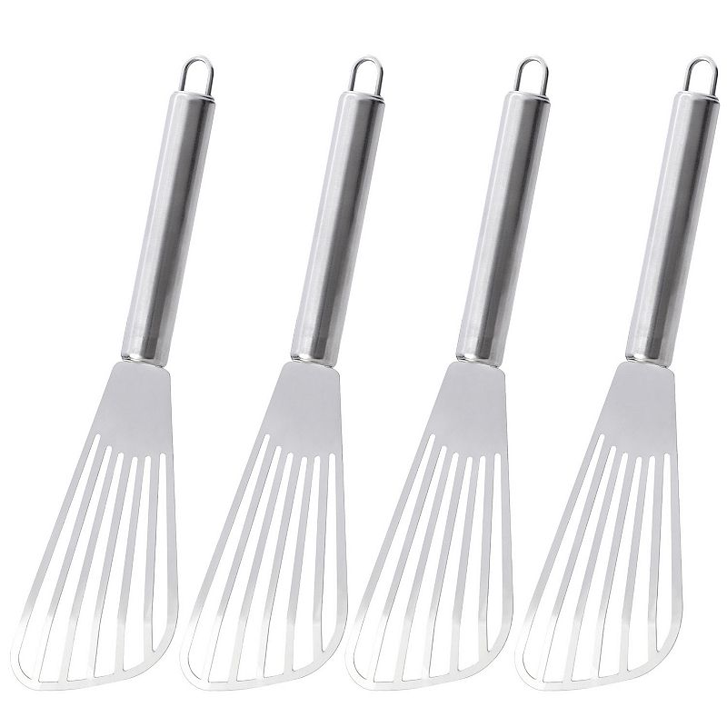 Stainless Steel Slotted Kitchen Spatula Barbecue Turner Shovel 4 Pcs