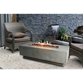 ENVELOR:Envelor Elementi Granville 28 in. x 17 in. Rectangular Concrete Propane Fire Pit Table with Burner and Lava Rock ENV-OFG121-LP