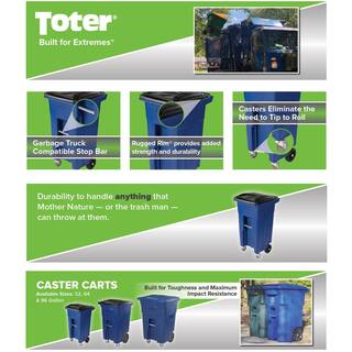 Toter 64 Gal. Graystone Trash Can with Wheels and Lid (2 Caster Wheels 2 Stationary Wheels) ACC64-01GST