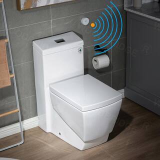 WOODBRIDGE TAOZI 1-piece 1.1 GPF1.6 GPF High Efficiency Dual Flush Square Elongated Toilet in White with Soft Closed Seat Included HB0920-A