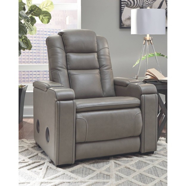 Boerna Power Recliner With Adjustable Headrest Gray Signature Design By Ashley