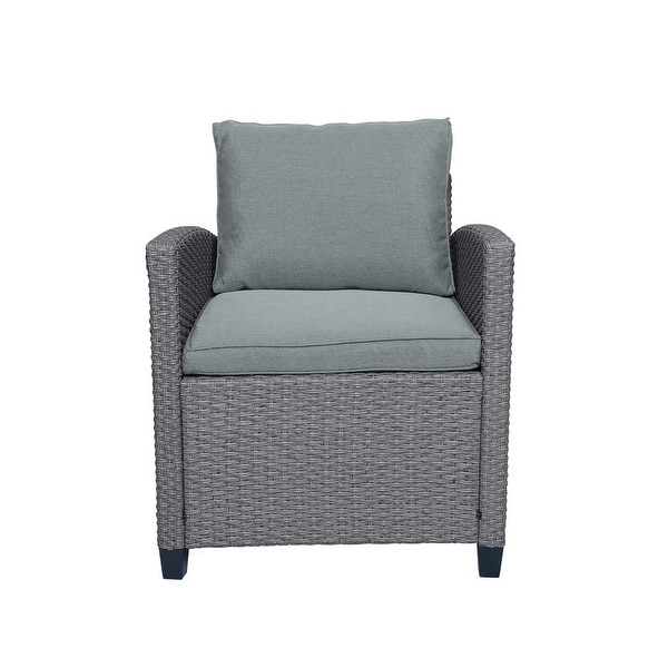 6 Pcs Patio Sofa Chair Set with Table and Cushions，Grey