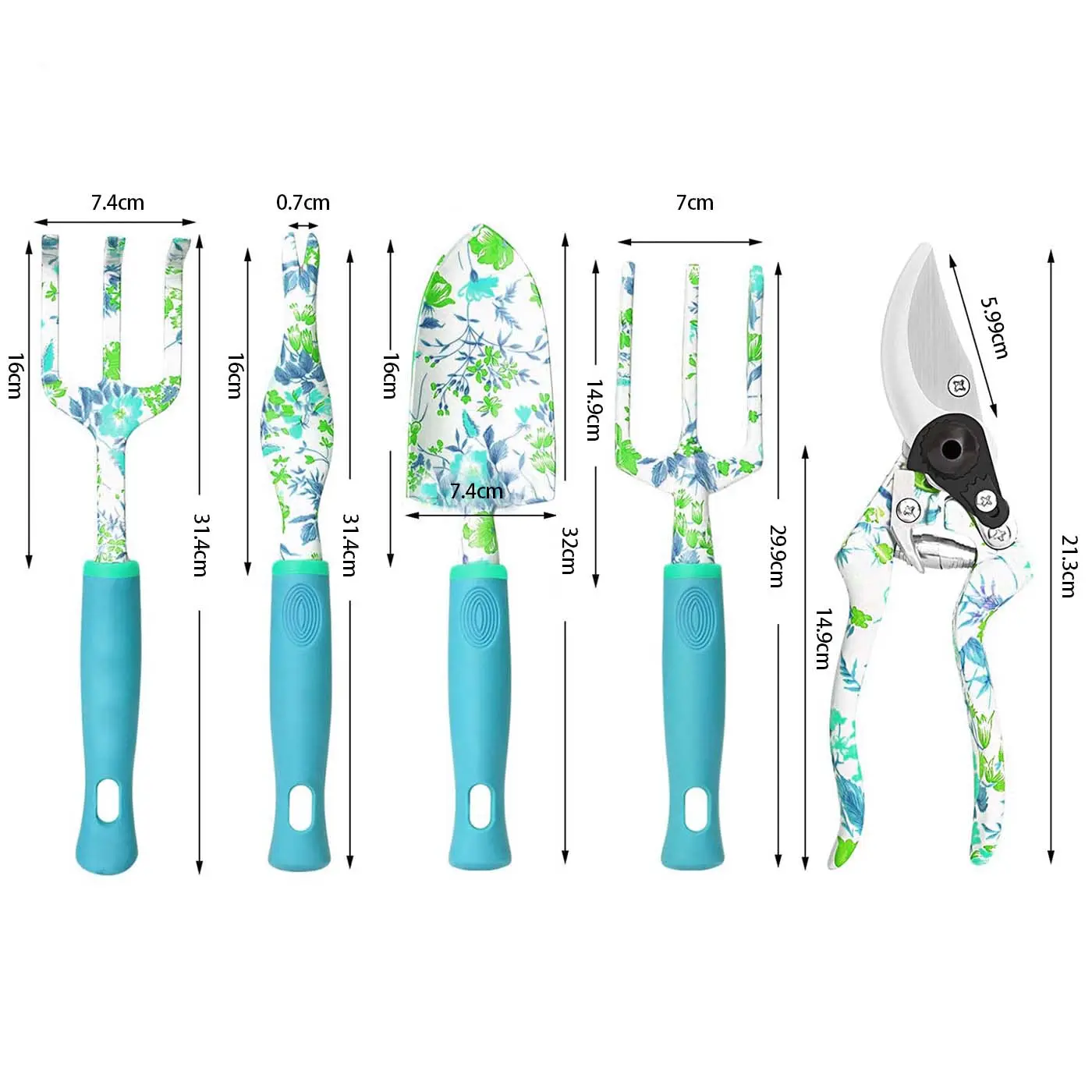 Wholesales Floral Gardening Hand Tool Set Girl's birthday Gift Printed Multi color Shovel Scissors Outdoor Garden Supplies Gifts