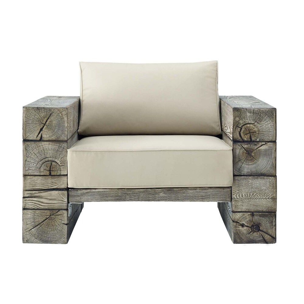 Manteo Rustic Coastal Outdoor Patio Lounge Armchair