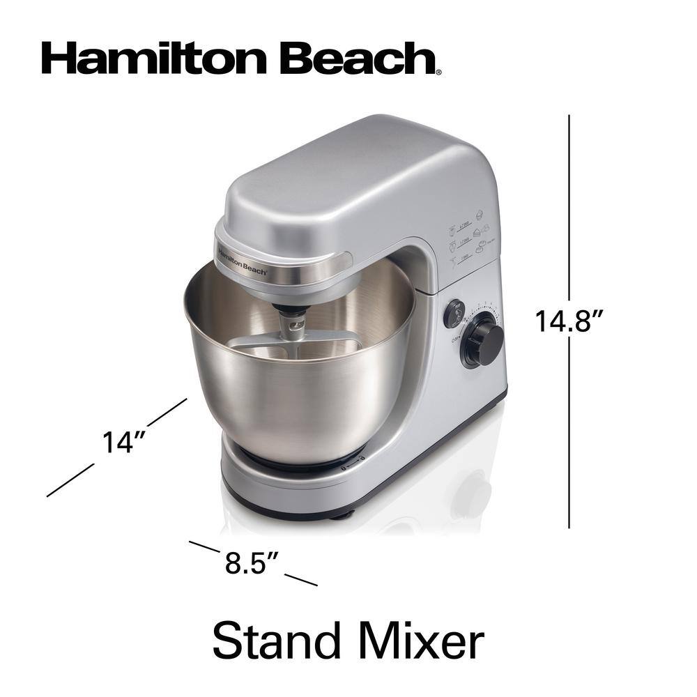 Hamilton Beach Stand Mixer 7 Speeds 4 Quart Capacity Silver 63385