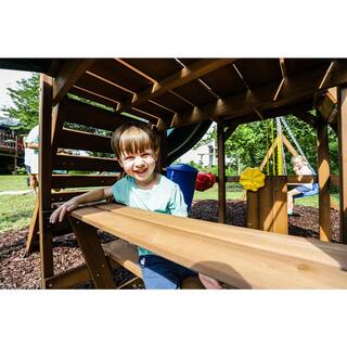 Swing-N-Slide Playsets Super KnightsBridge Complete Wooden Outdoor Playset with Slides Monkey Bars Swings and Swing Set Accessories WS 8354