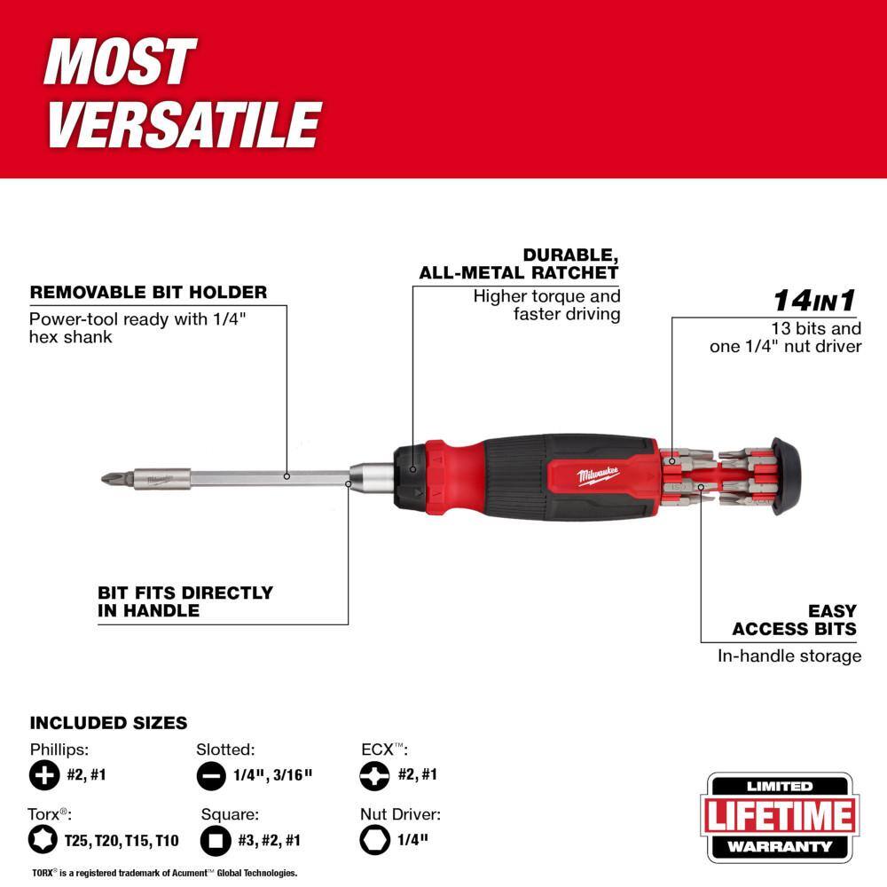 MW 14-In-1 Ratcheting Multi-Bit Screwdriver 48-22-2903