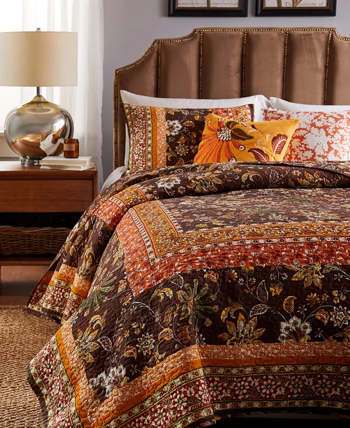 Greenland Home Fashions Audrey Floral Print 2 Piece Quilt Set， Twin XL