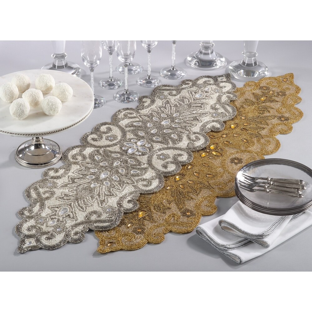 Beaded Scroll Motif Table Runner