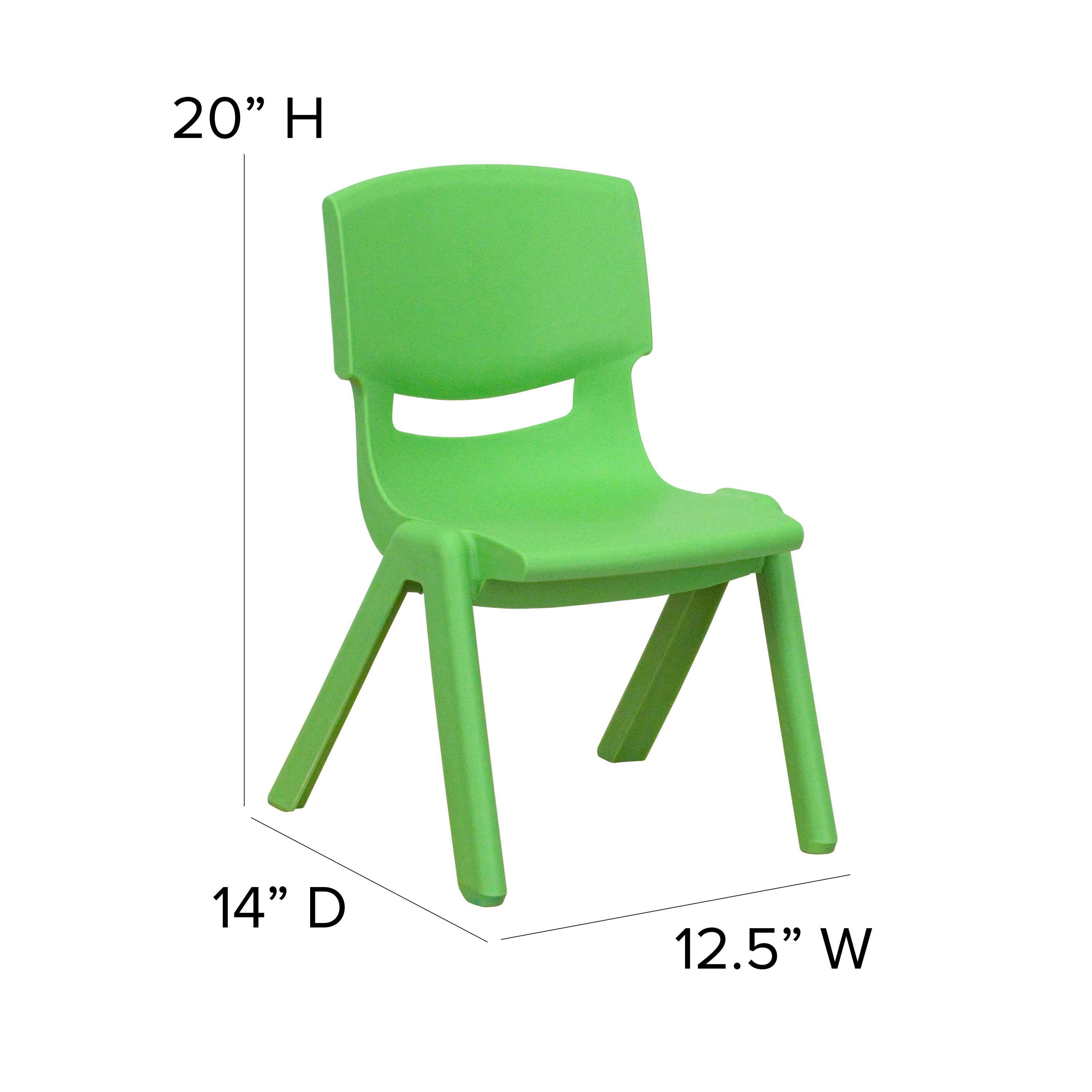 BizChair 2 Pack Green Plastic Stackable School Chair with 10.5'' Seat Height