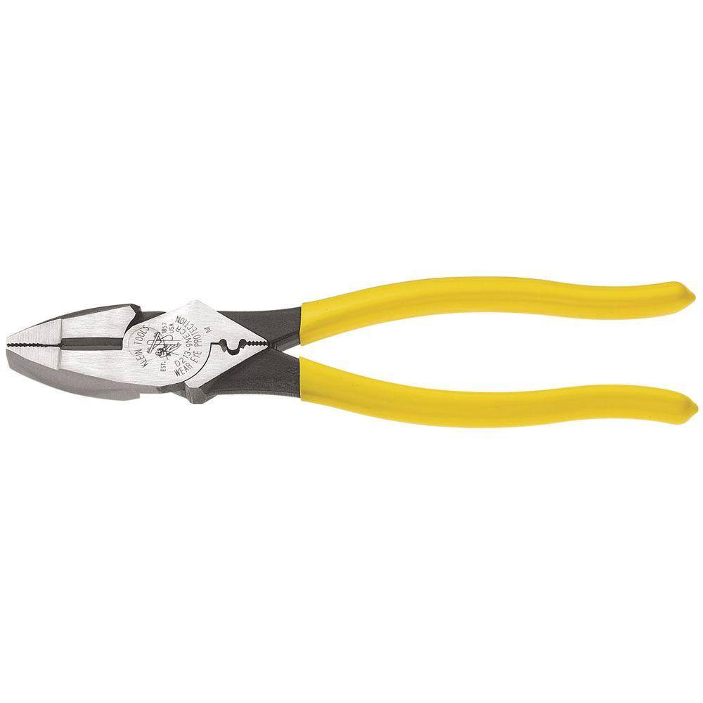 Klein Tools 9 in. High Leverage Side Cutting Pliers with Connector Crimping D213-9NE-CR