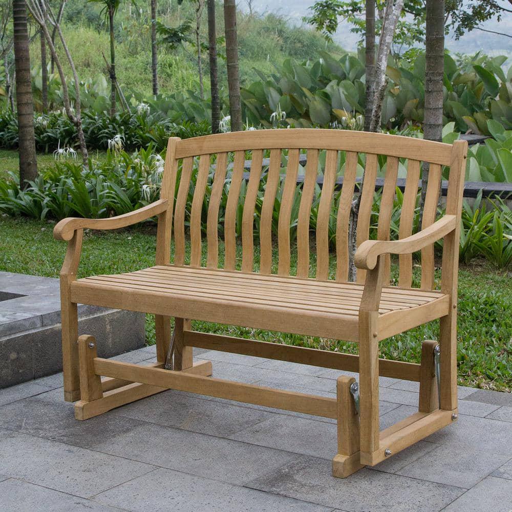 Cambridge Casual Colton Natural Teak Wood Outdoor Glider Bench