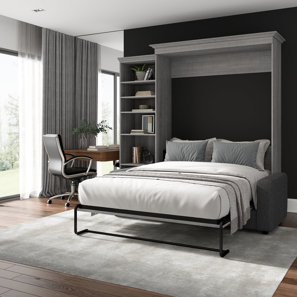 Versatile Queen Murphy Bed with Sofa and Closet Organizer by Bestar