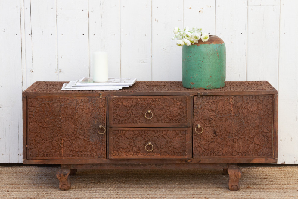 Rare Finely Carved Anglo Indian Low Cabinet   Eclectic   Accent Chests And Cabinets   by De cor  Houzz