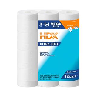 HDX Ultra-Soft Toilet Paper (275-Sheets Per Roll 12-Rolls Per Pack) 38122