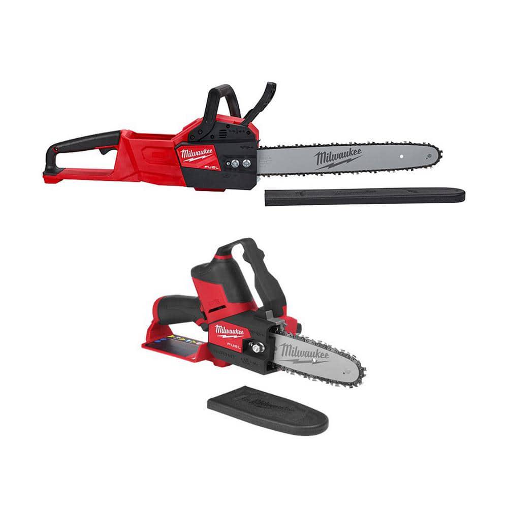 Milwaukee M18 FUEL 18 Volt Lithium Ion Brushless Battery 16 in Chainsaw  M12 FUEL HATCHET Tool Only  2 Tool