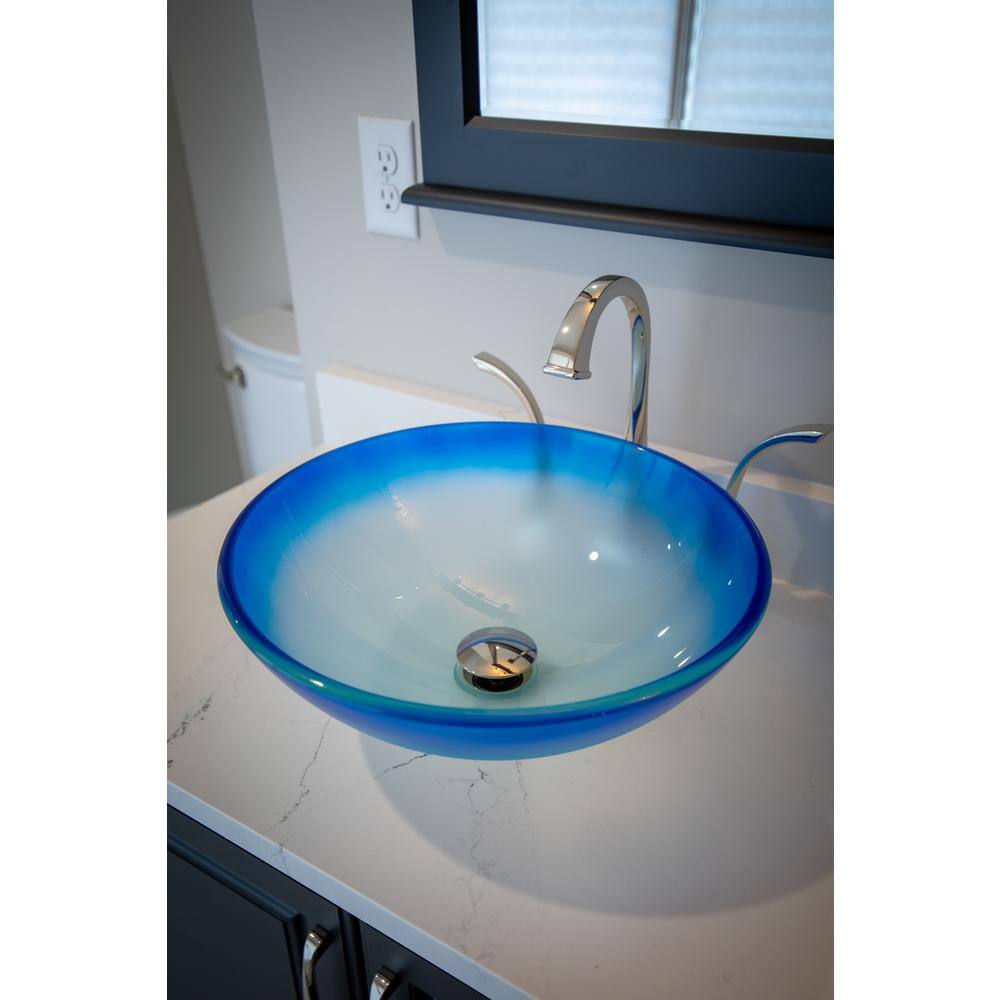 Eden Bath Cloud Frosted Blue Glass Round Vessel Sink EB_GS70