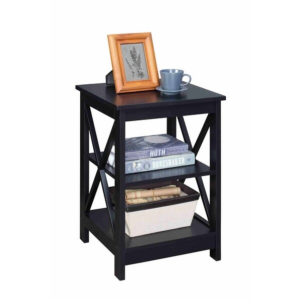 Copper Grove Cranesbill X-Base 3-Tier End Table with Shelves