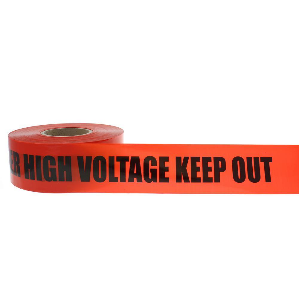 IDEAL 3 in. x 1000 ft. Barricade Tape Danger High Voltage Keep Out Red 42-052