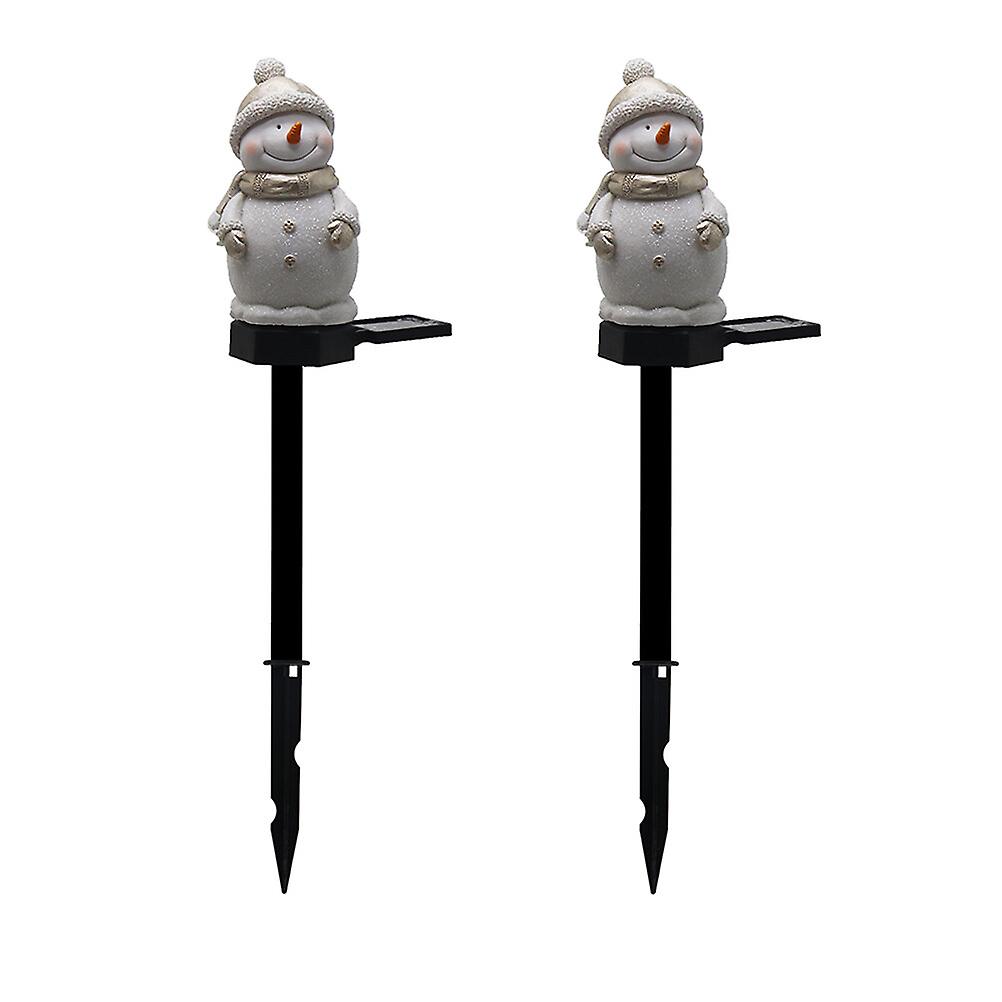 2pcs Outdoor Solar Lawn Lamps Snowman Shaped Lamps Ground Inserting Lights