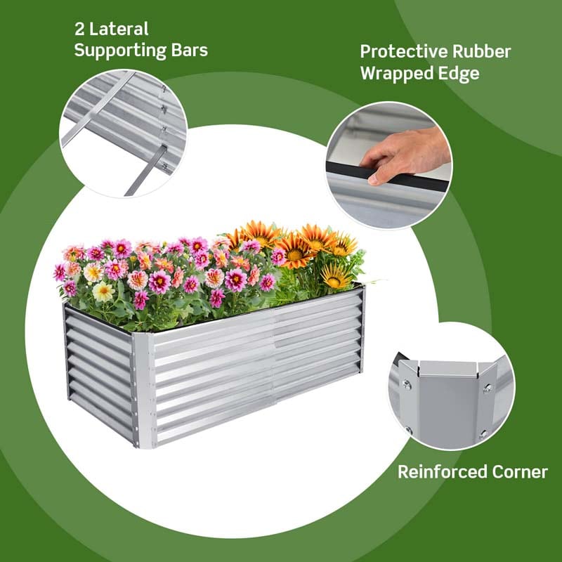 6 x 3 x 2 FT Metal Raised Garden Bed Planter Box Kit with 4 Ground Stakes, 269 Gallon Outdoor Elevated Garden Box