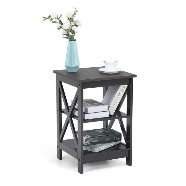 End Table with 3-Tier Storage Shelf