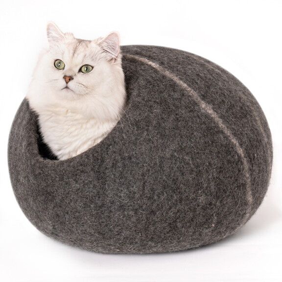 Cat Cave Bed  Handmade Wool Cat Bed Cave with Mous...