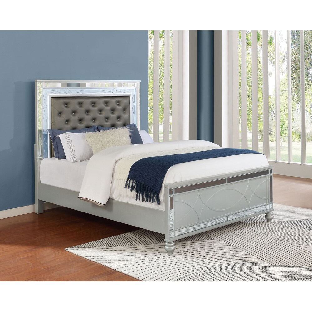 Coaster Furniture Gunnison Panel Bed with LED Lighting Silver Metallic