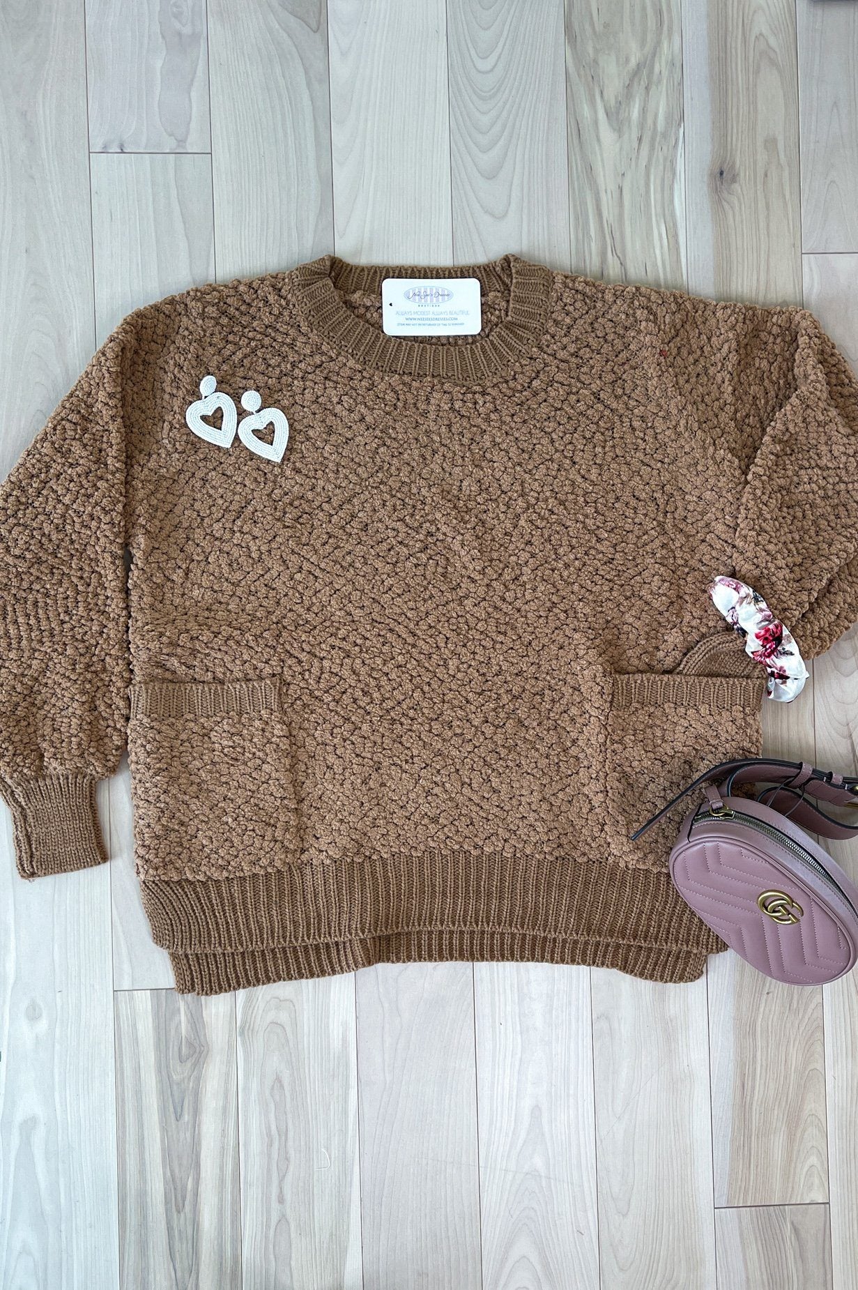 Chill Cutie Modest Popcorn Knit Sweater