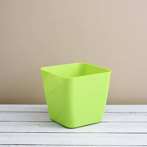 5.5 inch (14 cm) Square Plastic Planter with Rounded Edges (Green) (set of 6)