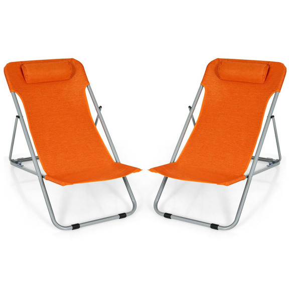 Costway 41062578 Portable Beach Chair Set of 2 wit...