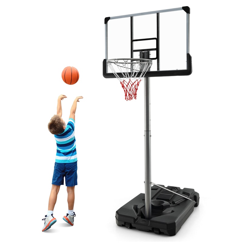 Portable Outdoor Basketball Hoop 64’’-79’’ Adjustable Poolside Basketball Goal System with 44