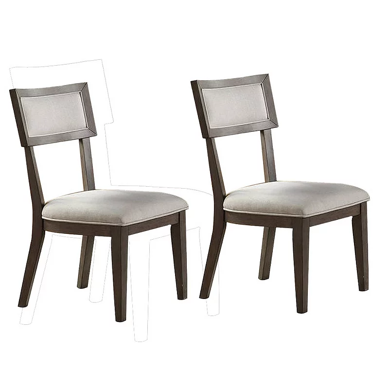 Side Chair with Padded Seat and Curved Panel Back， Set of 2， Beige