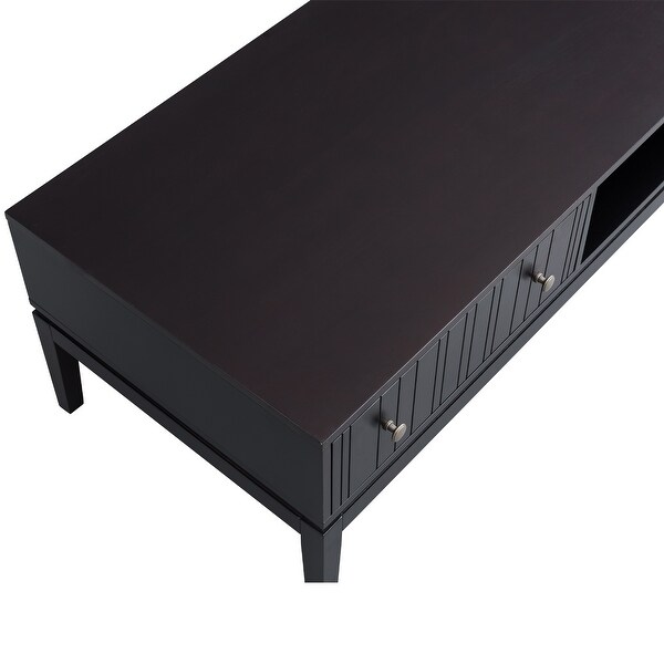 Black Coffee Table with Storage Shelf and 2 Drawers