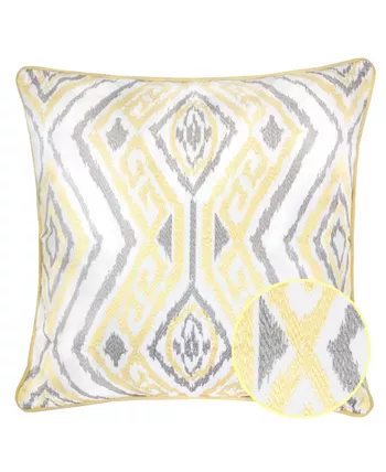 Homey Cozy Jessie Ikat Embroidery Square Decorative Throw Pillow