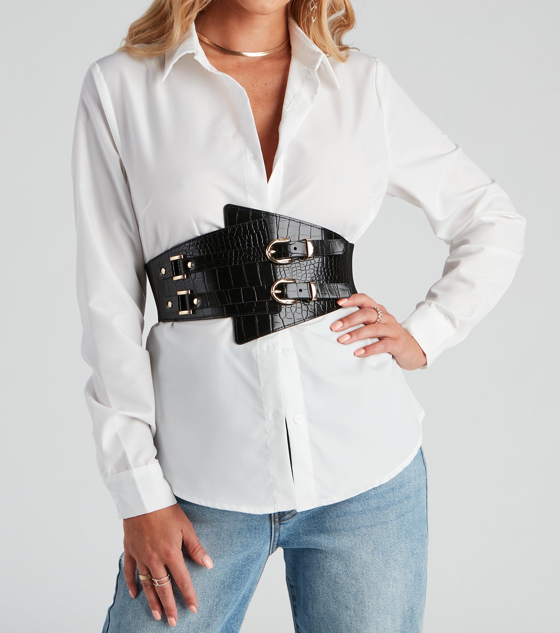 Style Secured Faux Leather Corset Belt